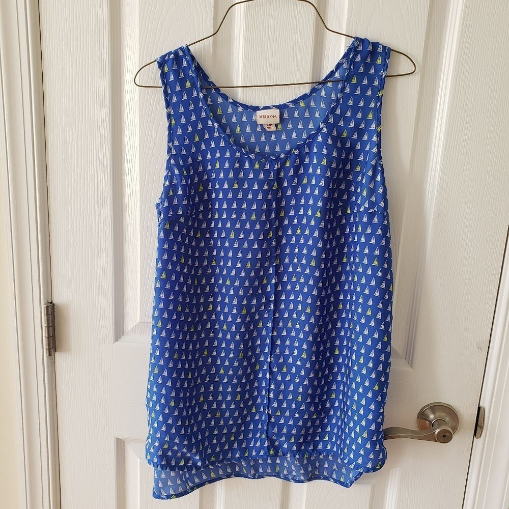 MERONA Sleeveless Sailorboat Design Blouse
